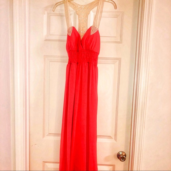 Sequin Hearts Coral maxi dress - Picture 6 of 6